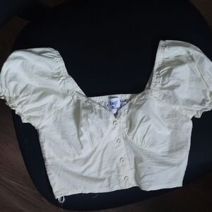 Princess Polly Light Cream Puff-Sleeve Crop Top